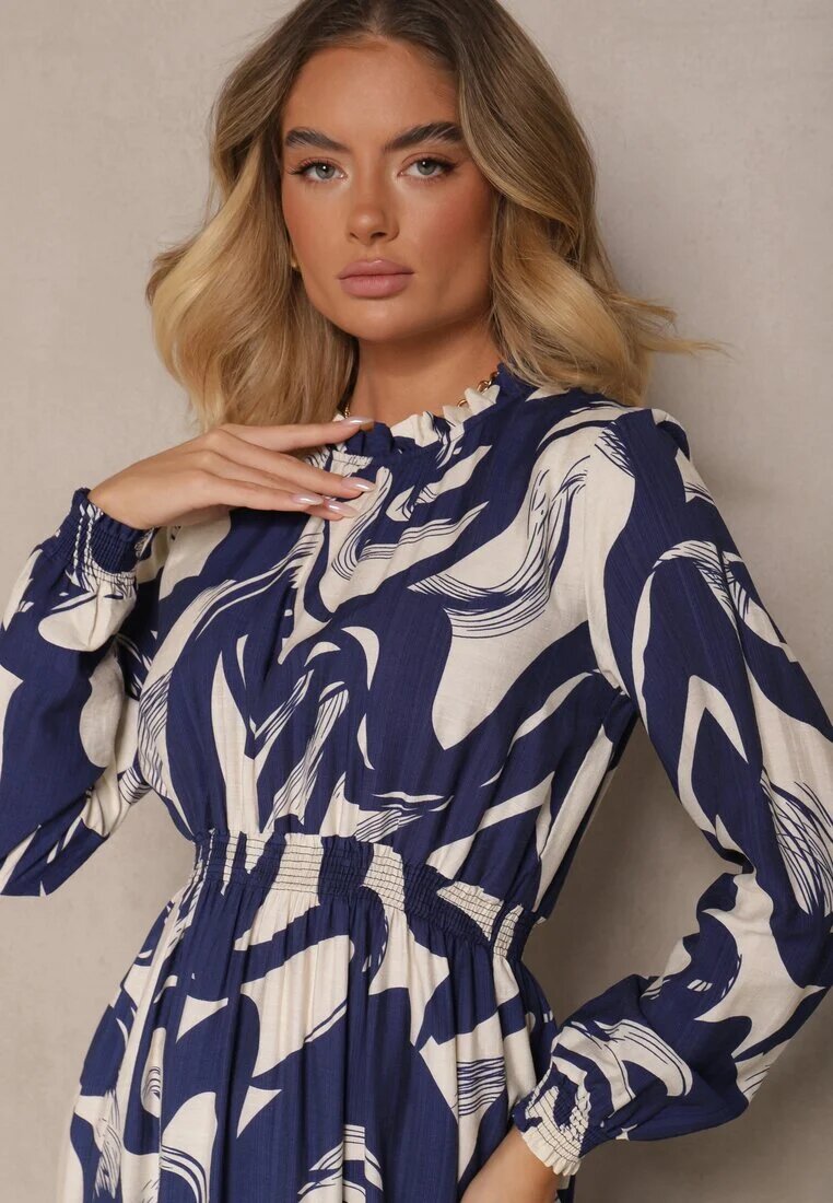 j&x Rochie Albastru marin din bumbac și cu model abstract Tersedi