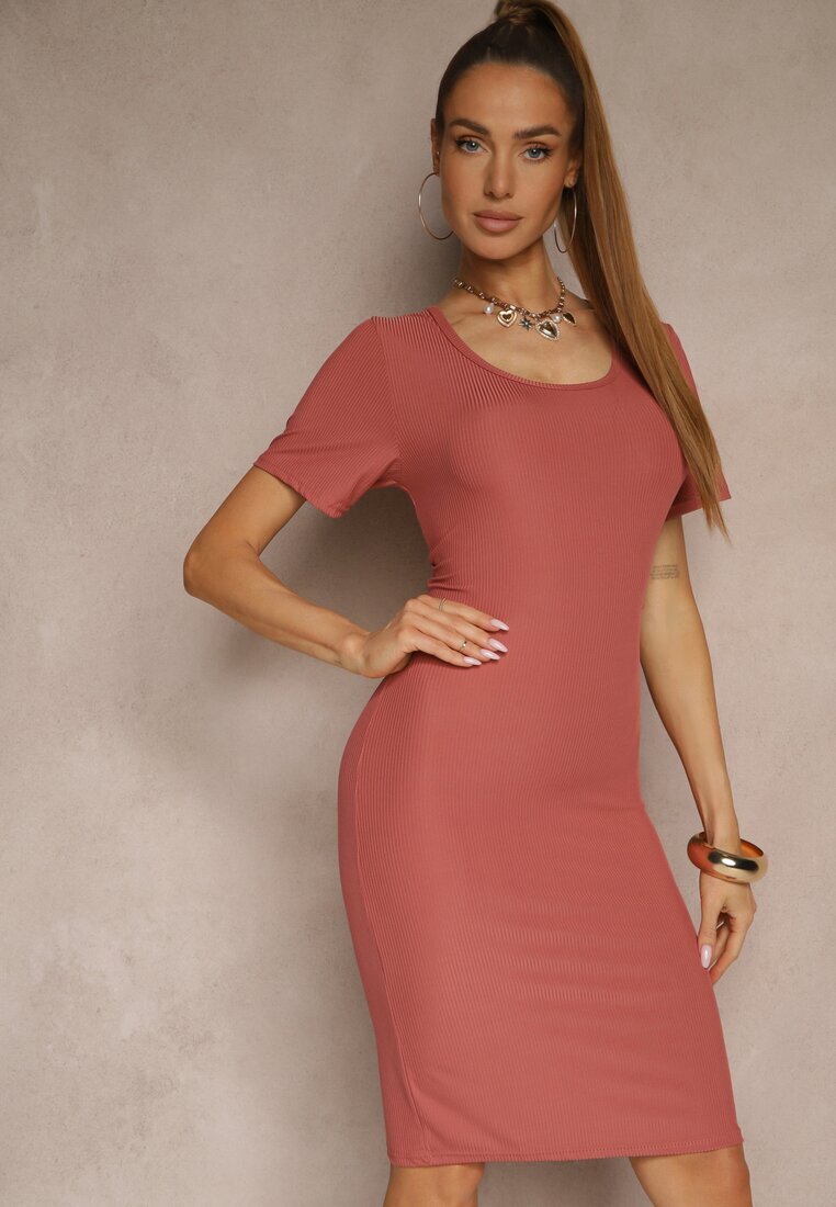 j&x Rochie Basic Roz cu Bumbac Lumaselle