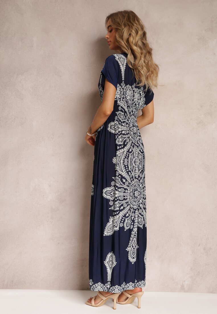 j&x Rochie Bleumarin Maxi cu Imprimeu Etnic Josanie