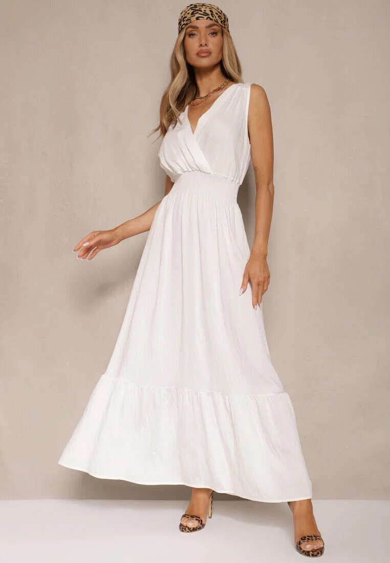 j&x Rochie Cloș Albă Stil petrecut Cu elastic în talie Filadira