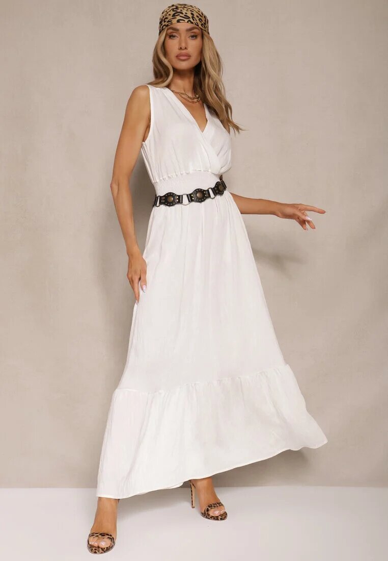j&x Rochie Cloș Albă Stil petrecut Cu elastic în talie Filadira