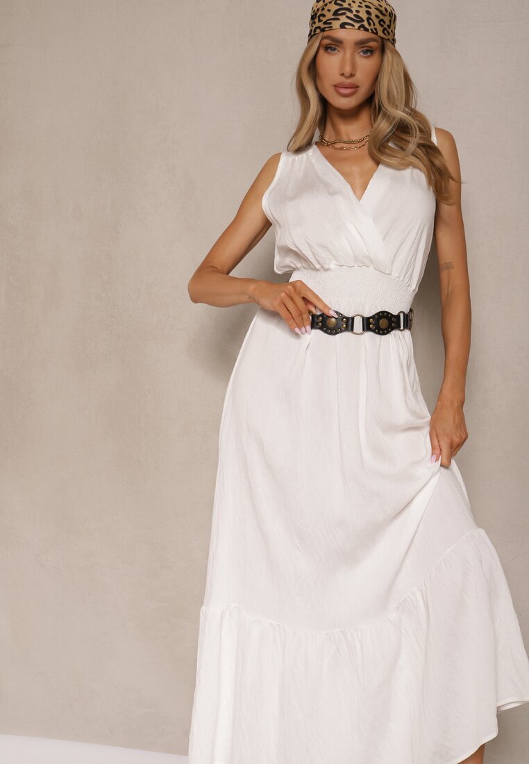 j&x Rochie Cloș Albă Stil petrecut Cu elastic în talie Filadira