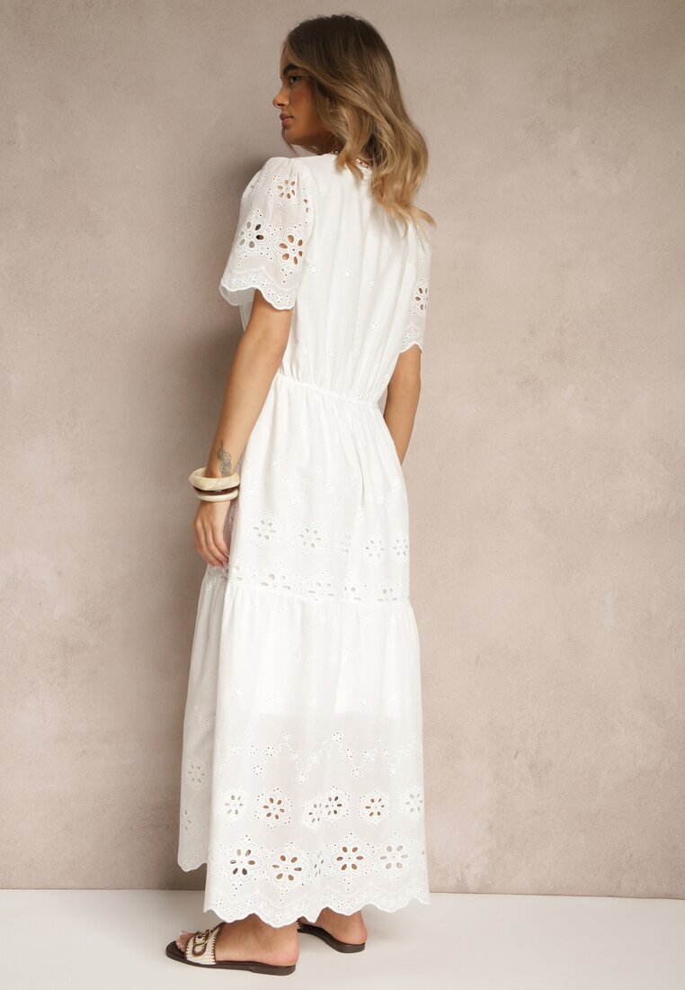 j&x Rochie evazată albă din bumbac cu broderii în stil boho Efrivina