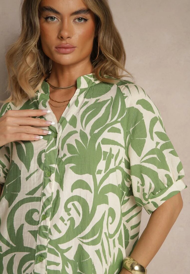 j&x Rochie Evazată Verde din Viscoză cu Volan Filesenia