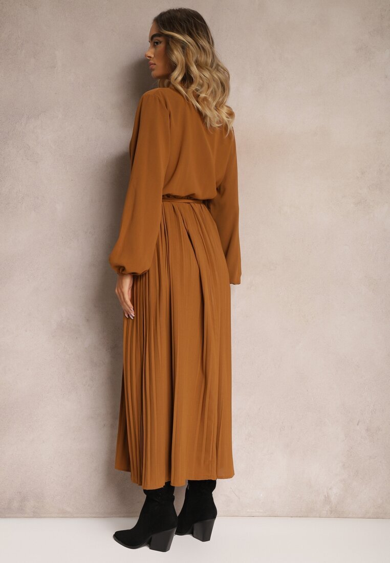 j&x Rochie Maro Cloș Maxi Plisată Cu Cordon în Talie Terilla