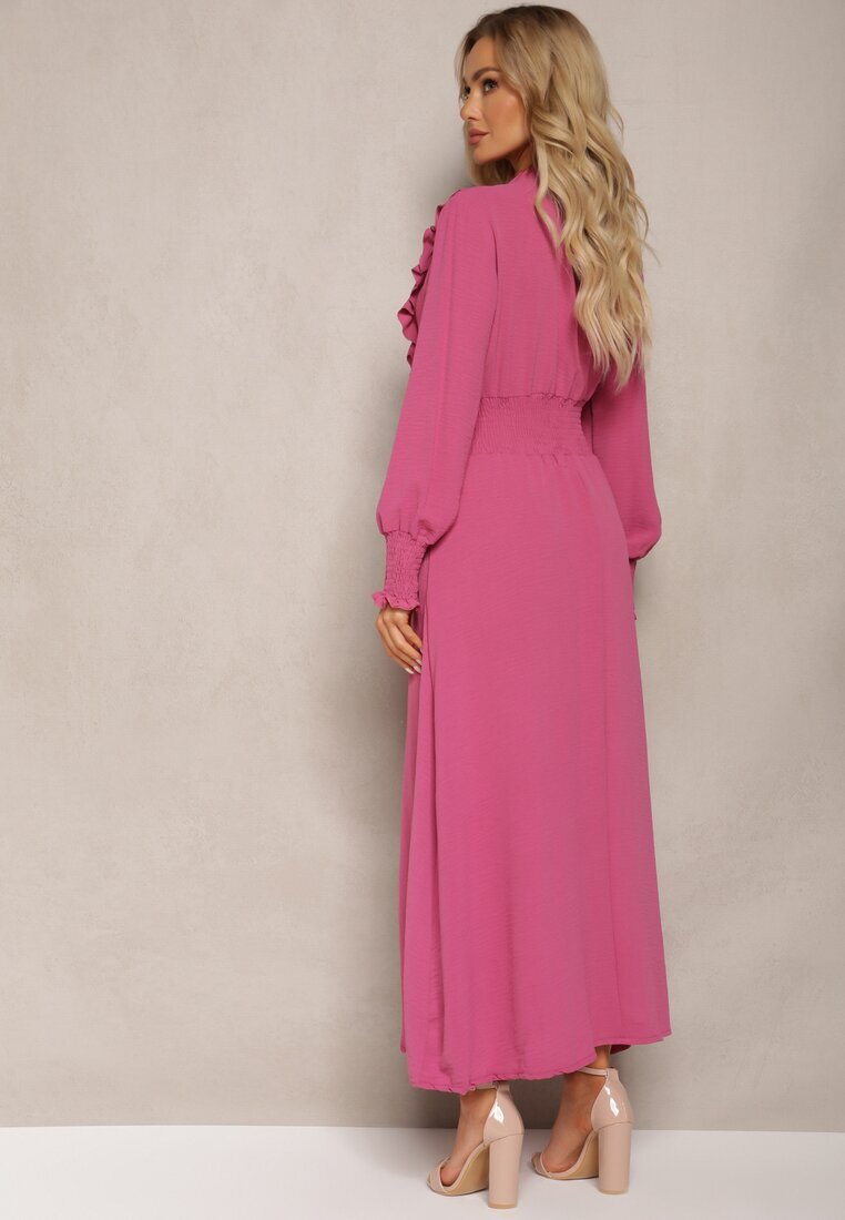 j&x Rochie maxi roz închis cloș cu volane și legătură la decolteu Pallam
