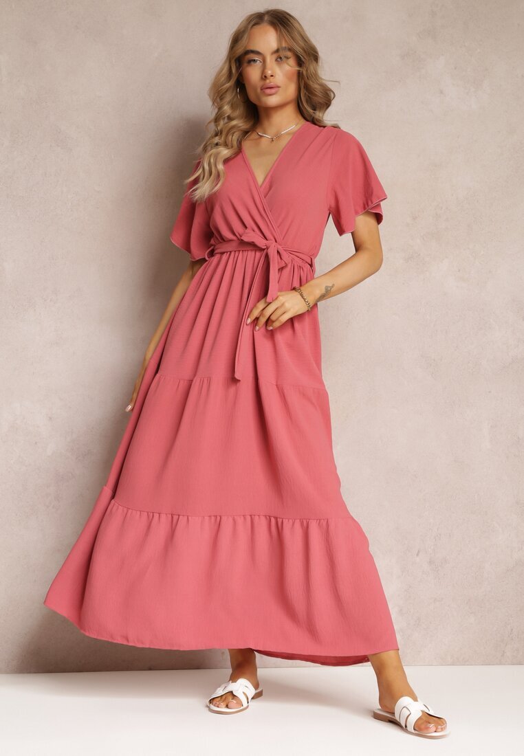 j&x Rochie Maxi Roz închis cu elastic în talie și decolteu adânc Chemiste