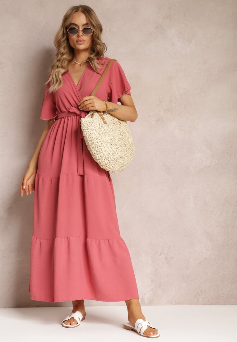 j&x Rochie Maxi Roz închis cu elastic în talie și decolteu adânc Chemiste