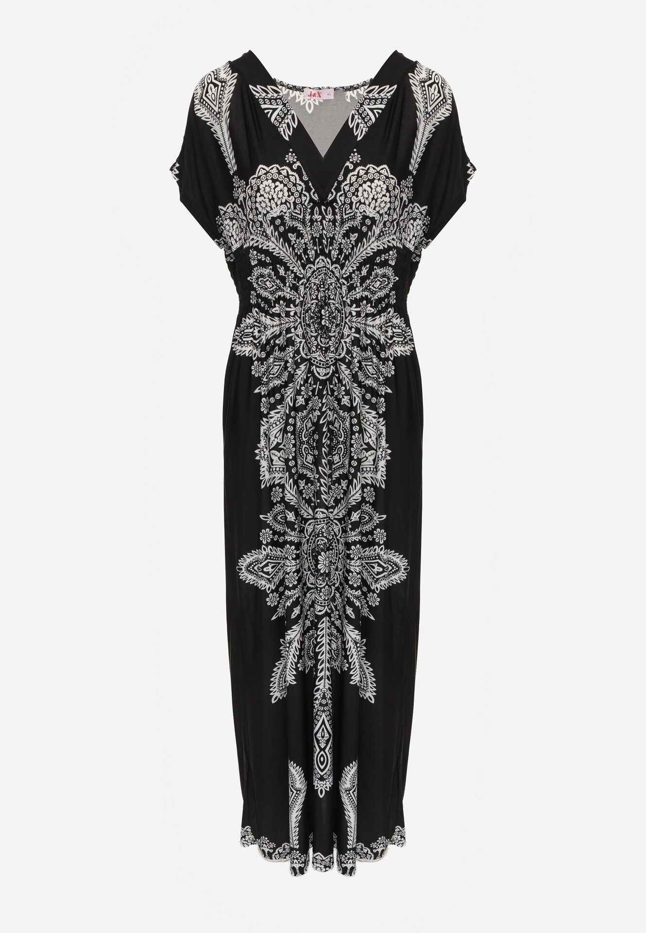 j&x Rochie Neagră Maxi cu Model Etnic Josanie
