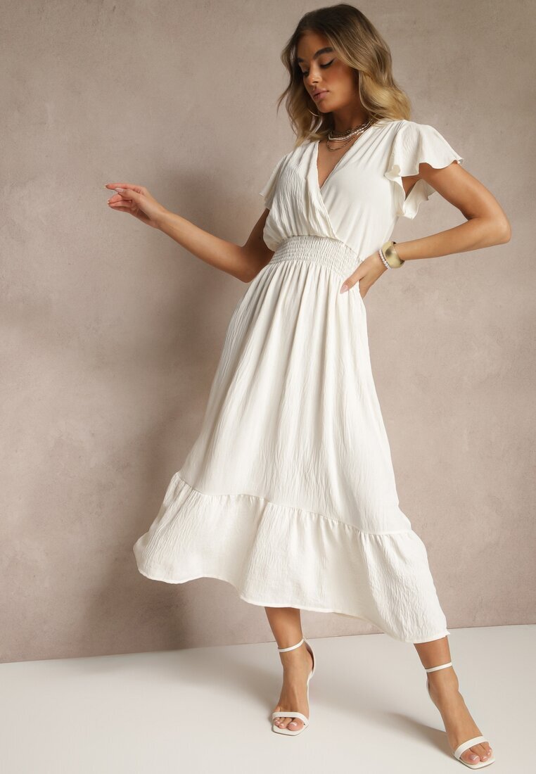 j&x Rochie petrecută bej deschisă cu croială evazată și cu elastic în talie Reivione