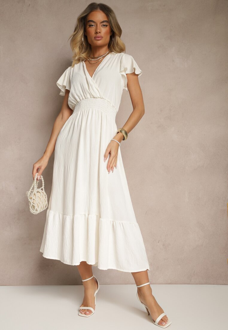 j&x Rochie petrecută bej deschisă cu croială evazată și cu elastic în talie Reivione