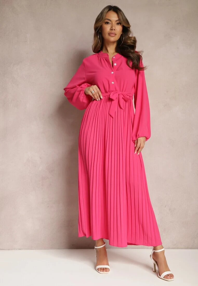 j&x Rochie Roz Cloș Maxi Plisată Legată în Talie Terilla