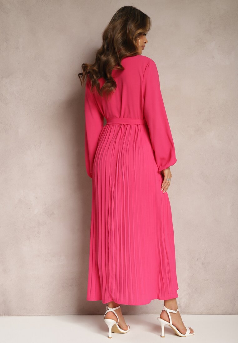 j&x Rochie Roz Cloș Maxi Plisată Legată în Talie Terilla