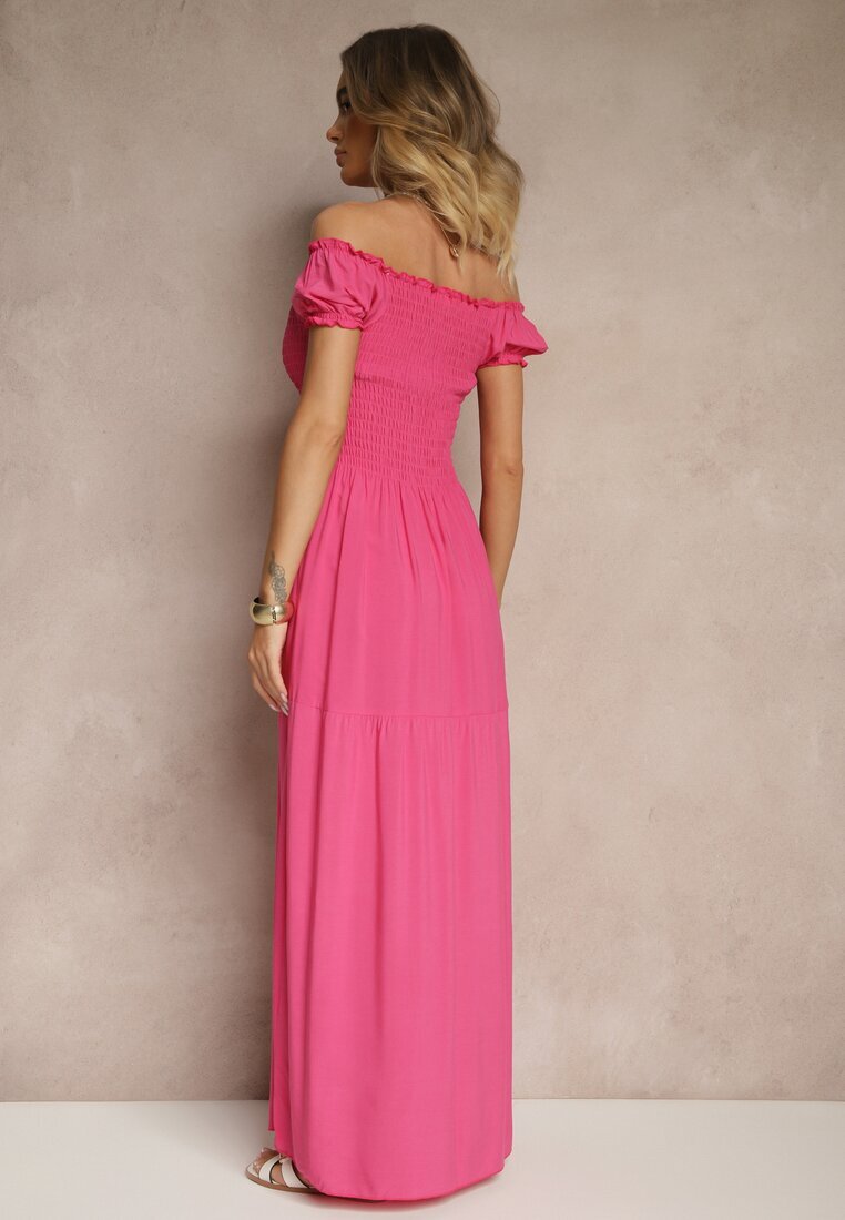j&x Rochie Roz din Viscoză Stil Spaniol Ornată cu Volane Jenalena