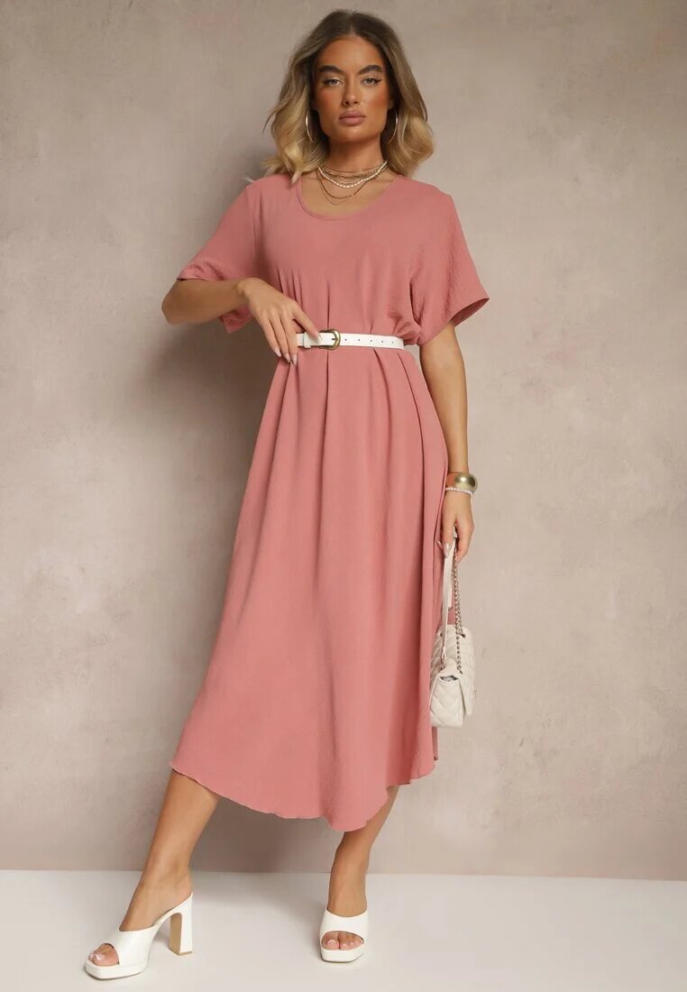 j&x Rochie Roză cu Bumbac cu croială evazată Lilzedi