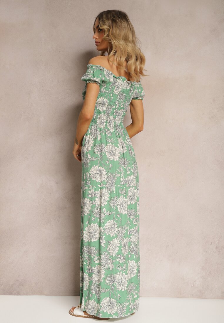 j&x Rochie spaniolă Verde din Viscoză cu Partea Superioară Încrețită Zimbia