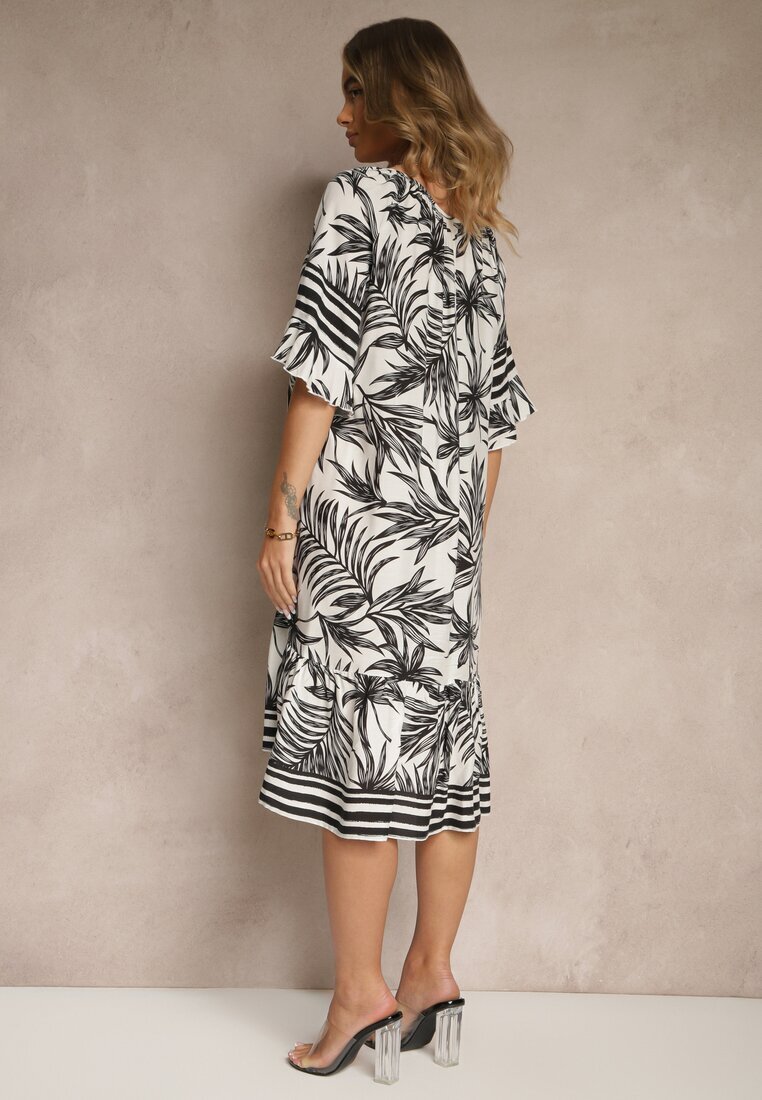 j&x Rochie tip cutie Albă Decorată cu imprimeu floral și șnur la decolteu Miranissa