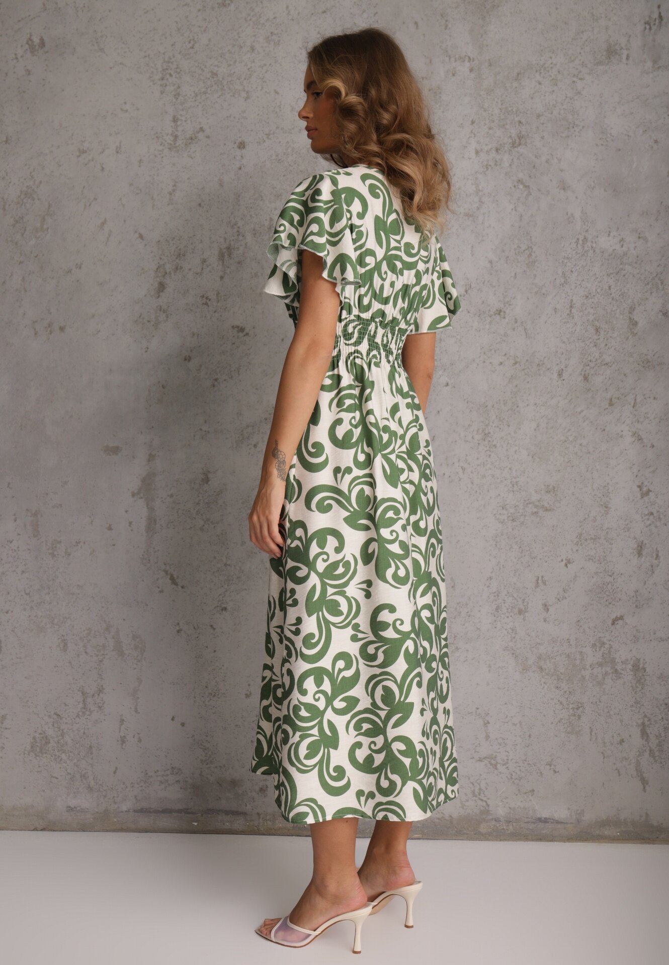 j&x Rochie Verde Cintrată din Viscoză cu Decolteu Petrecut Jynaela