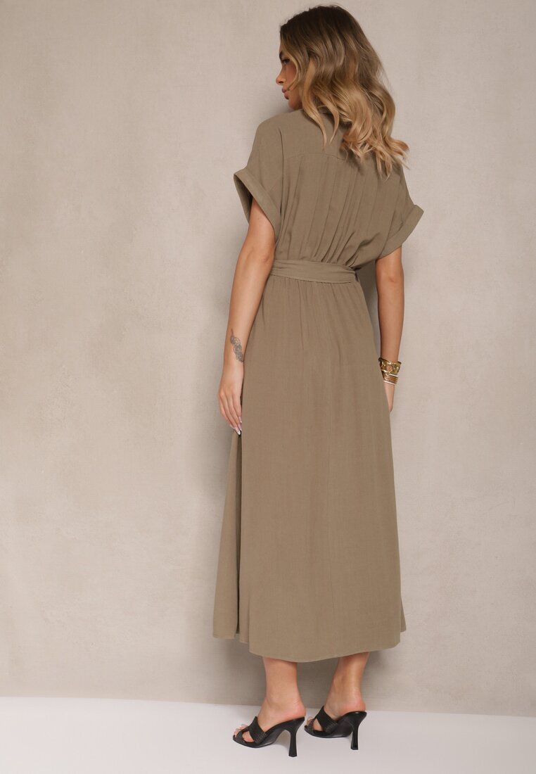 j&x Rochie Verde închis din Viscoză și In cu Croială Tip Cămașă cu Cordon Efralissea