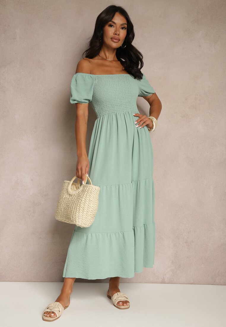 j&x Rochie Verde Spaniolă cu bust încrețit Lumirielle