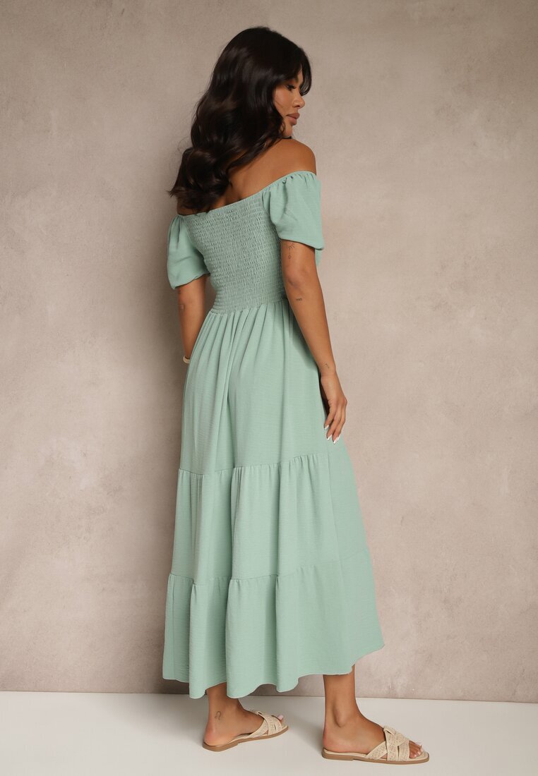 j&x Rochie Verde Spaniolă cu bust încrețit Lumirielle