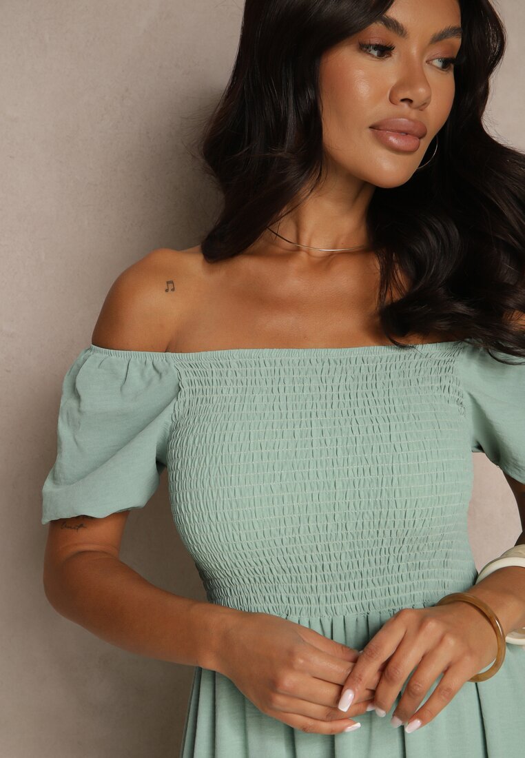 j&x Rochie Verde Spaniolă cu bust încrețit Lumirielle