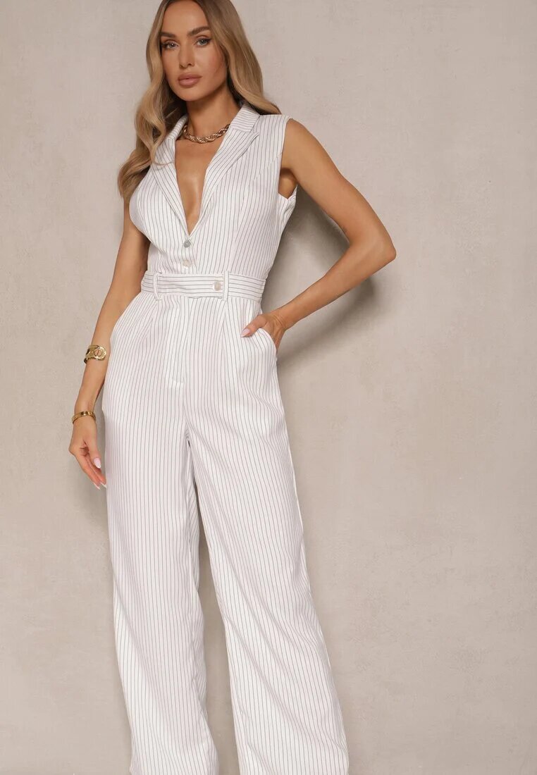 j&x Salopetă Elegantă Albă De costum Cu dungi delicate Sarilva