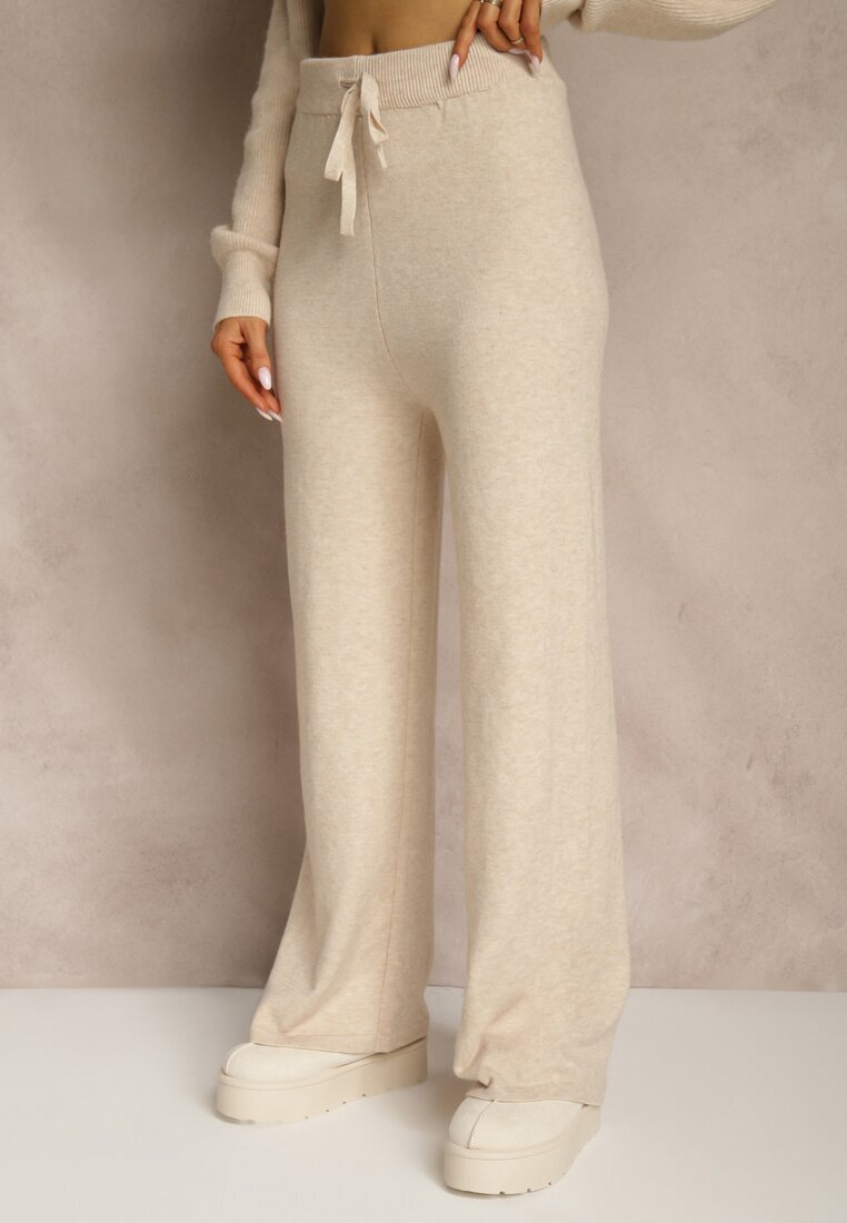 j&x Set Bej cu Lână și Bumbac Hanorac cu fermoar și Pantaloni largi Reisema