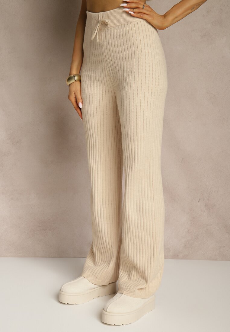 j&x Set Bej deschis din tricot cu bumbac Pantaloni Vestă și Cardigan lung Mevalinia