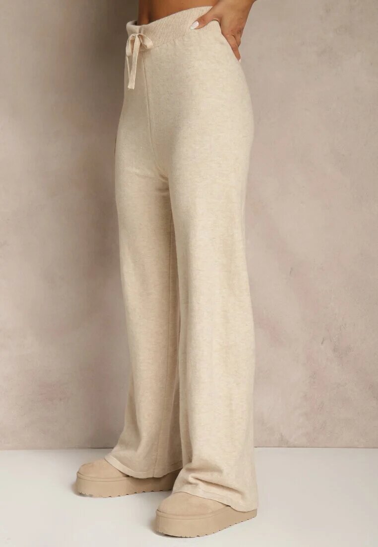 j&x Set Bej deschis din tricot cu lână Cardigan lung Vestă și Pantaloni Netivia
