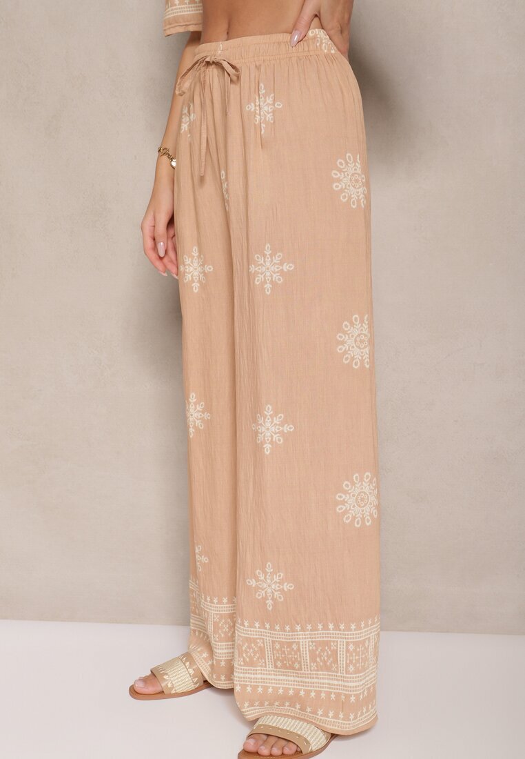 j&x Set bej Oversize cu Bluză și Pantaloni largi în stil Boho Ronivara