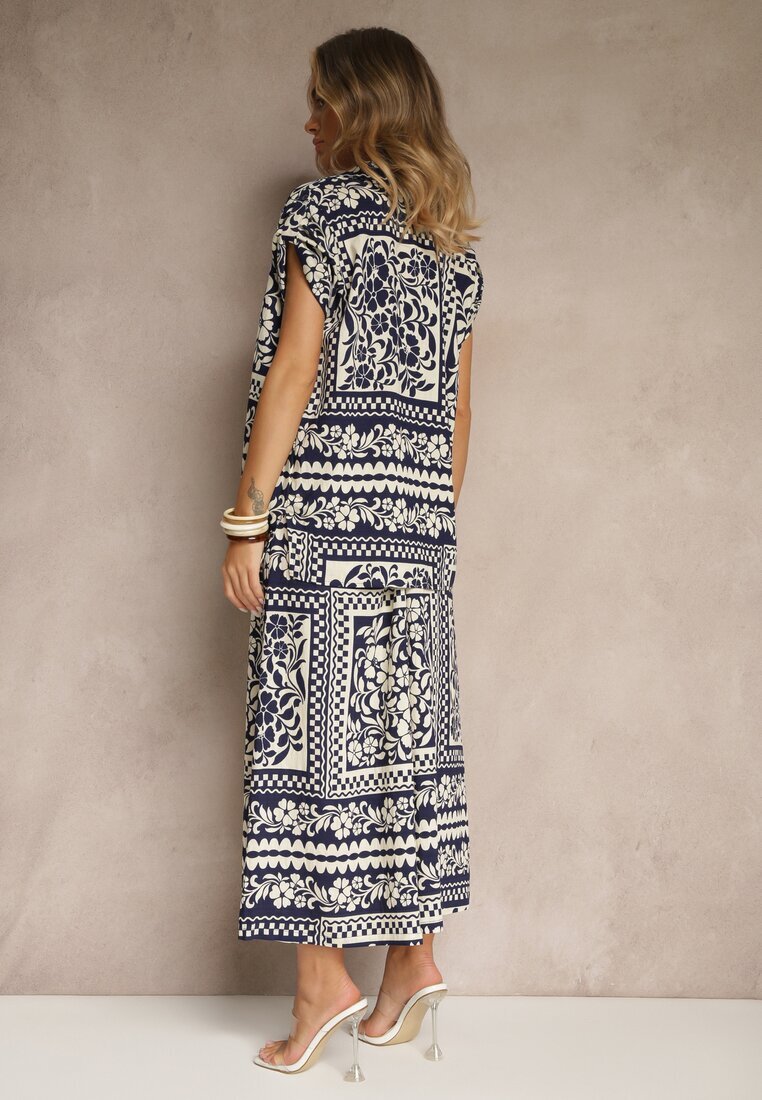 j&x Set Bleumarin cu Vâscoză cu Imprimeu Floral Cămașă și Pantaloni Sonelienna