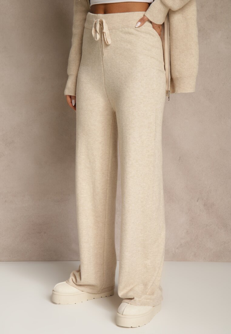 j&x Set de Trening Tricotat Bej cu Lână Hanorac și Pantaloni Essana