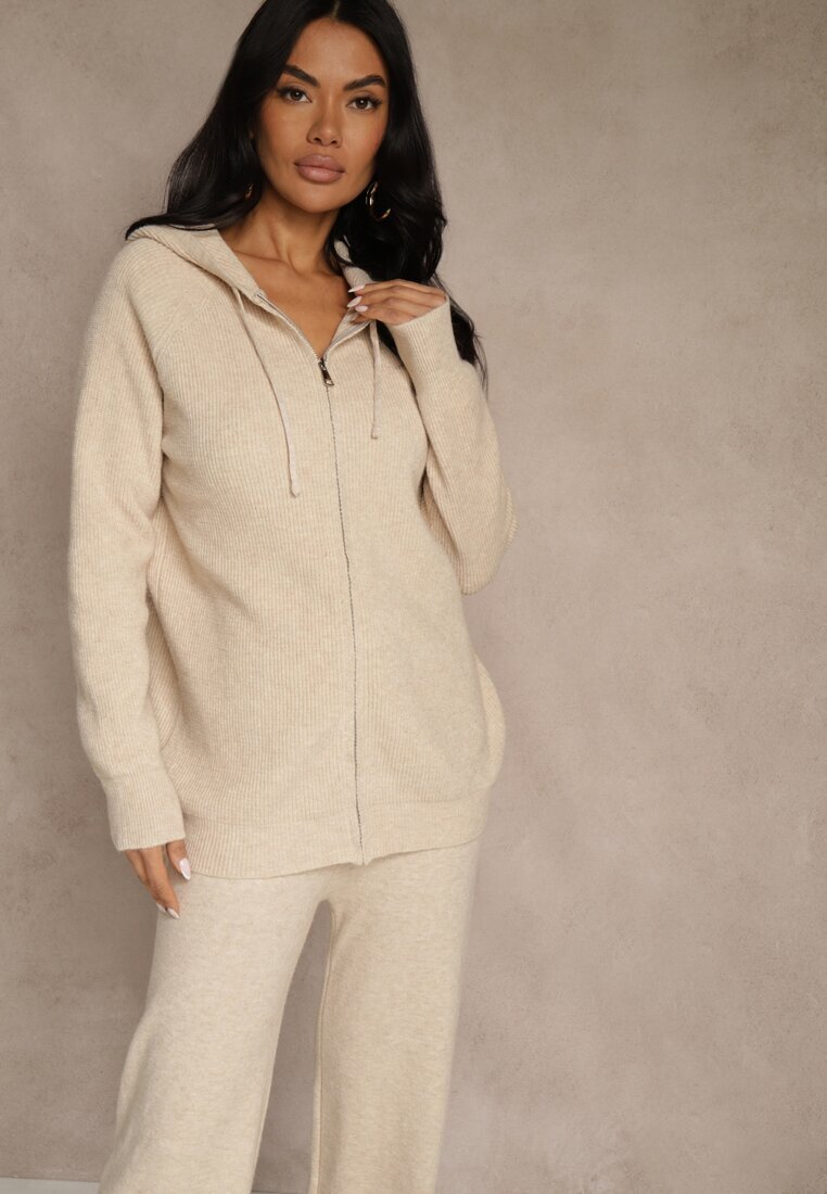 j&x Set de Trening Tricotat Bej cu Lână Hanorac și Pantaloni Essana