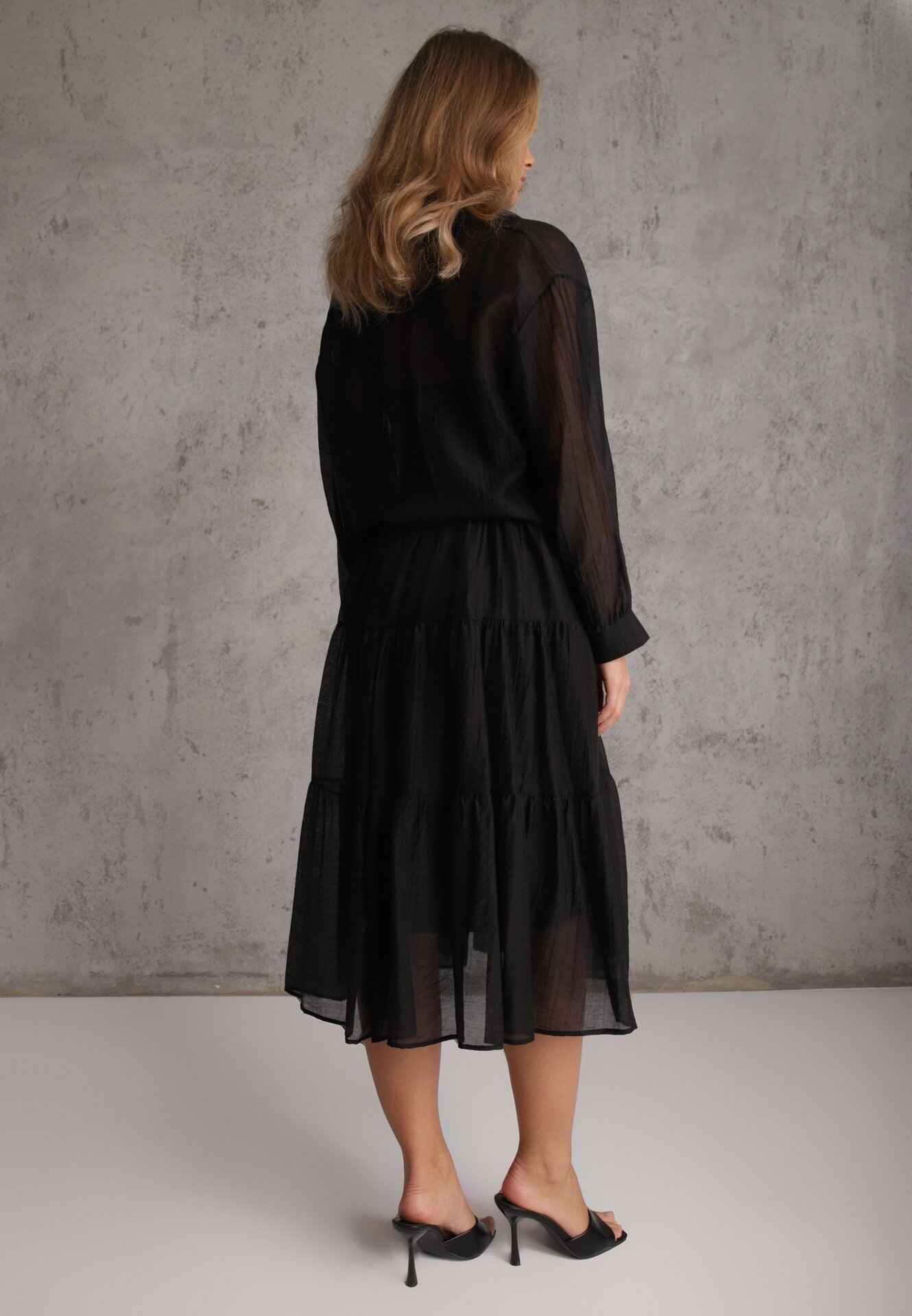 j&x Set din Tencel pentru vară: rochie pe bretele și cămașă transparentă Merea Negru