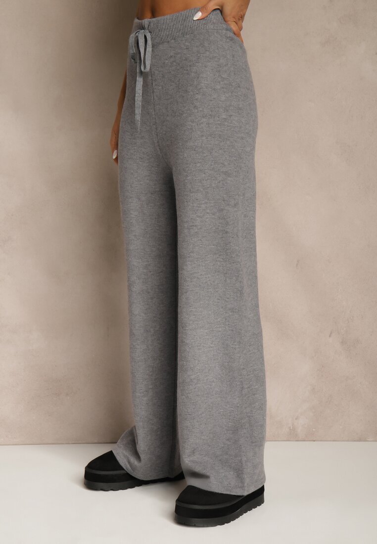 j&x Set Gri din Tricot cu Lână Cardigan Lung Vestă și Pantaloni Netivia