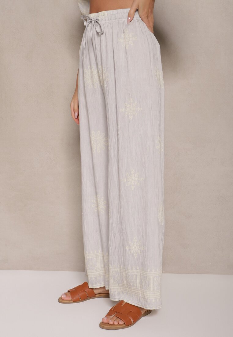j&x Set Oversize Gri deschis cu Bluză și Pantaloni largi stil Boho Ronivara