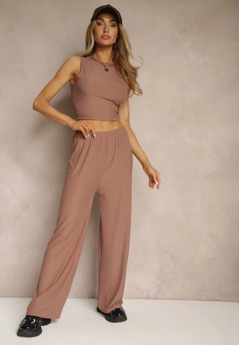 j&x Set reiat maro Top ajustat și Pantaloni largi Miraselia
