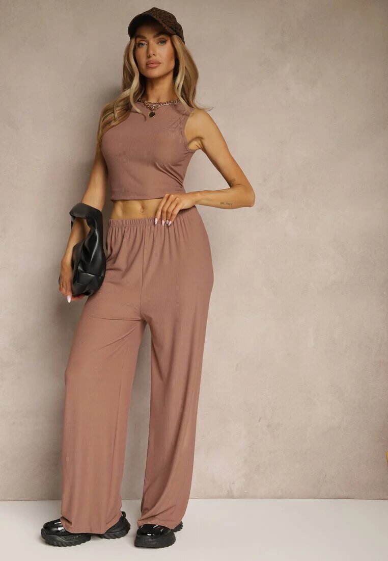 j&x Set reiat maro Top ajustat și Pantaloni largi Miraselia