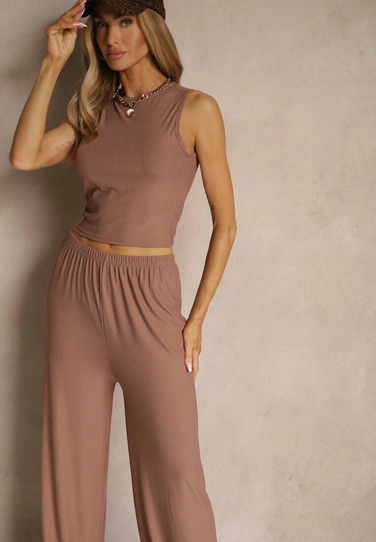 j&x Set reiat maro Top ajustat și Pantaloni largi Miraselia