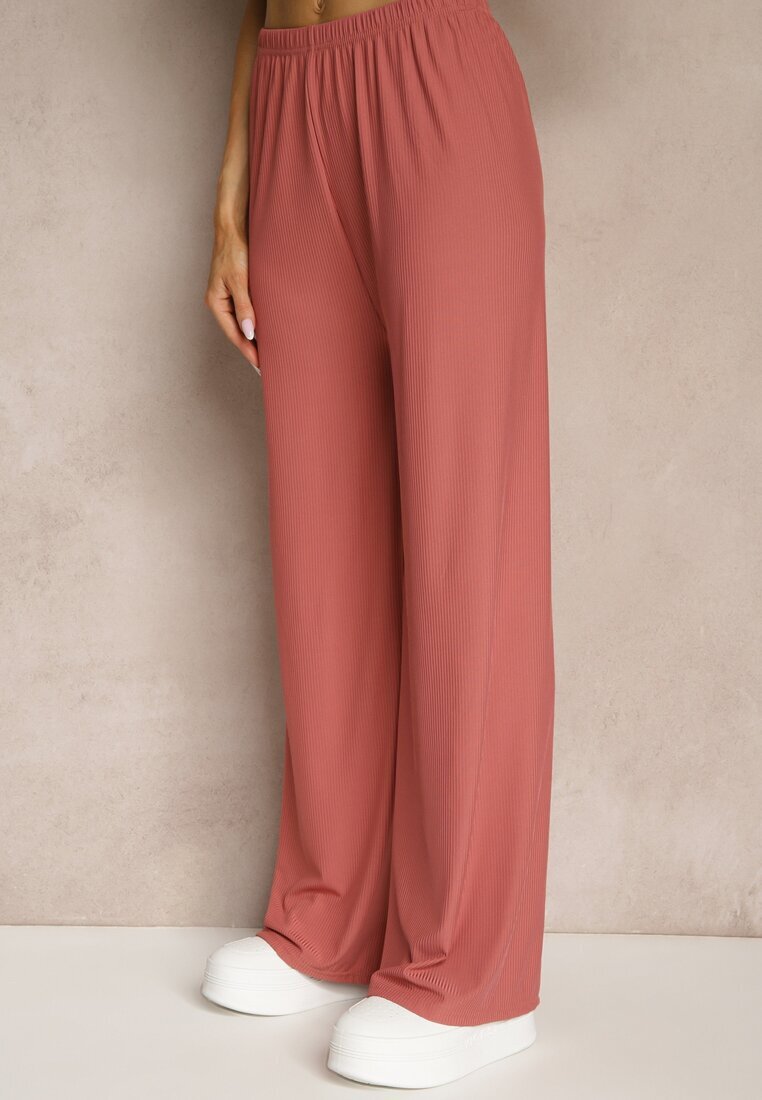 j&x Set Roz închis Reiat Top croi mulat și Pantaloni largi Miraselia