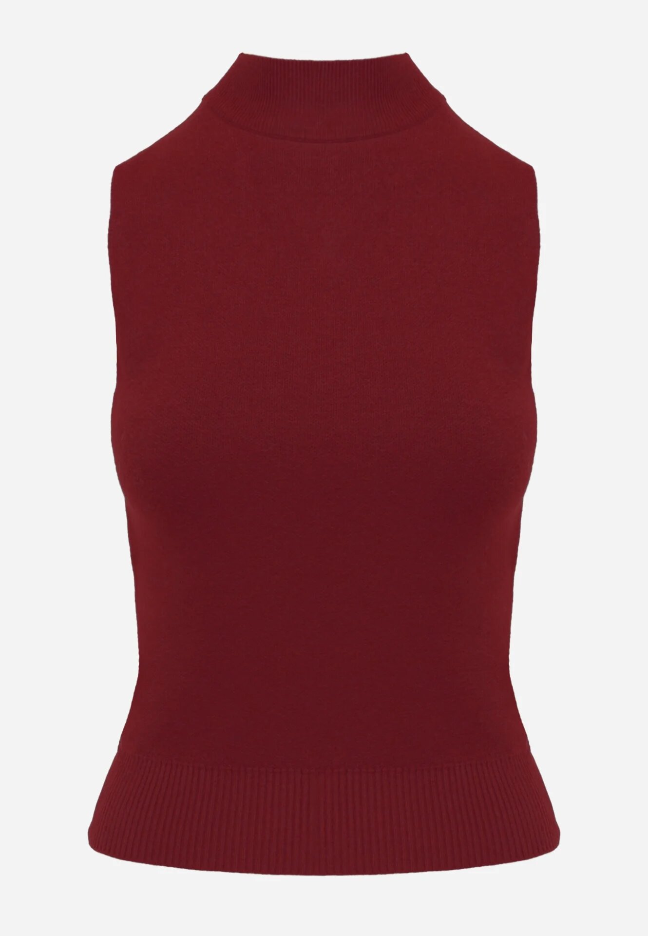 j&x Vestă casual din tricot cu guler înalt și vâscoză Edline Bordo