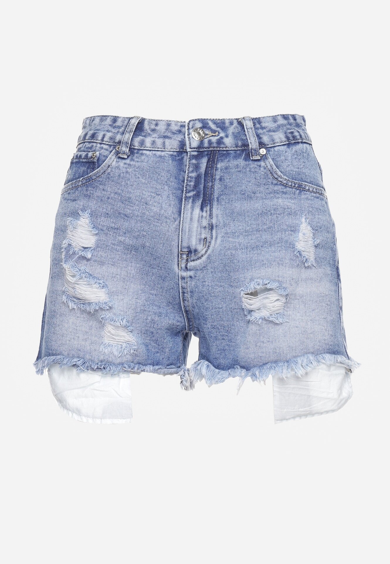 jack berry Pantaloni scurți albaștri din denim din bumbac cu rupturi cu buzunare expuse Lendia