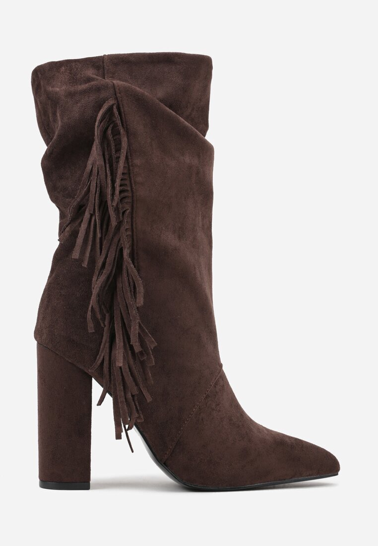 joalice paris Botine Maro Western cu toc gros cu franjuri Reisetia