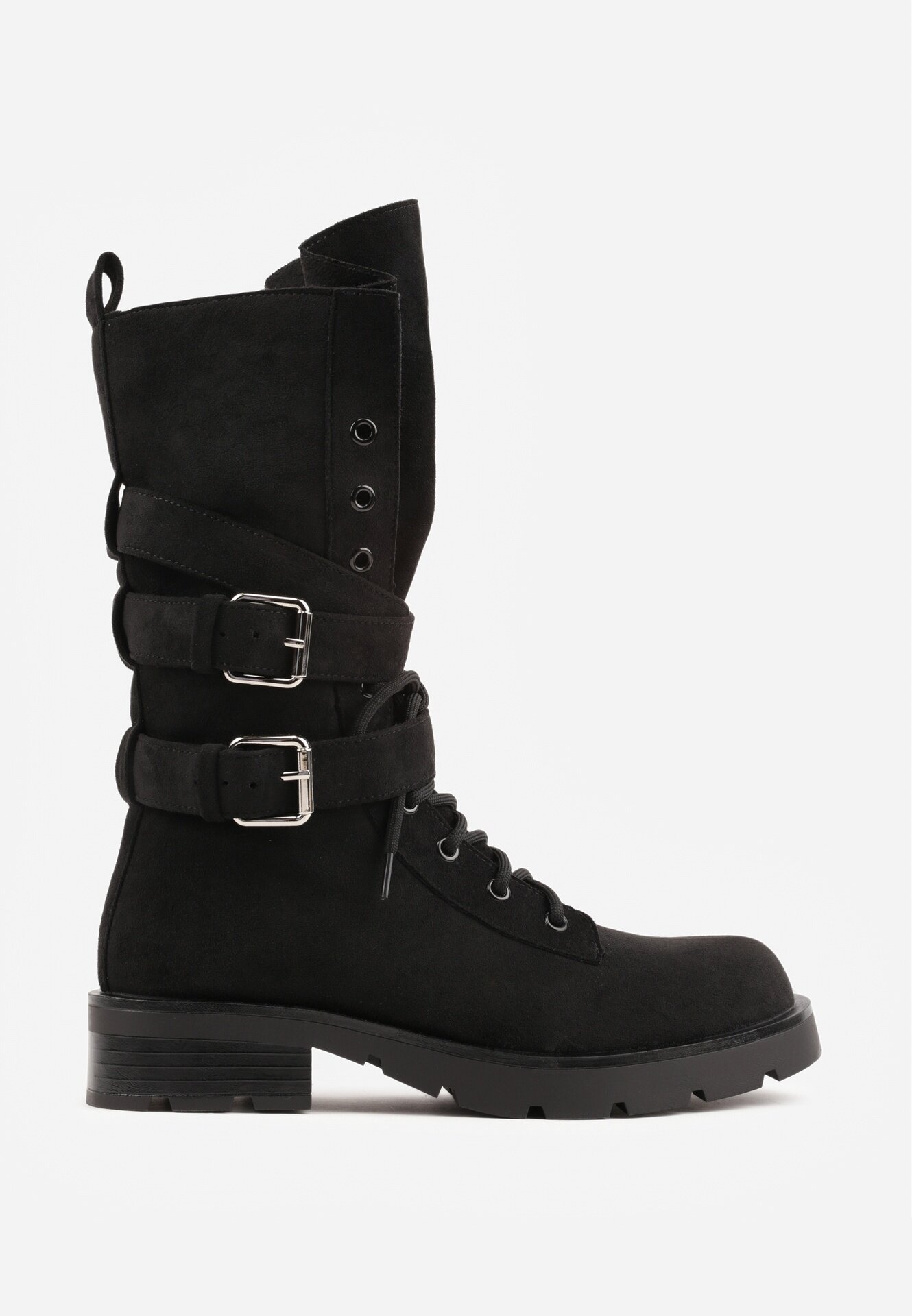 joalice paris Ghete workery decorate cu catarame pe curele în jurul gleznei Angrmend Negre