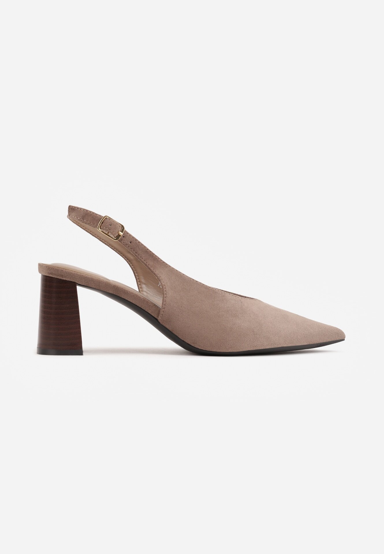 joalice paris Pantofi slingback cu textură de piele întoarsă cu toc gros Facena Bej închis Bej