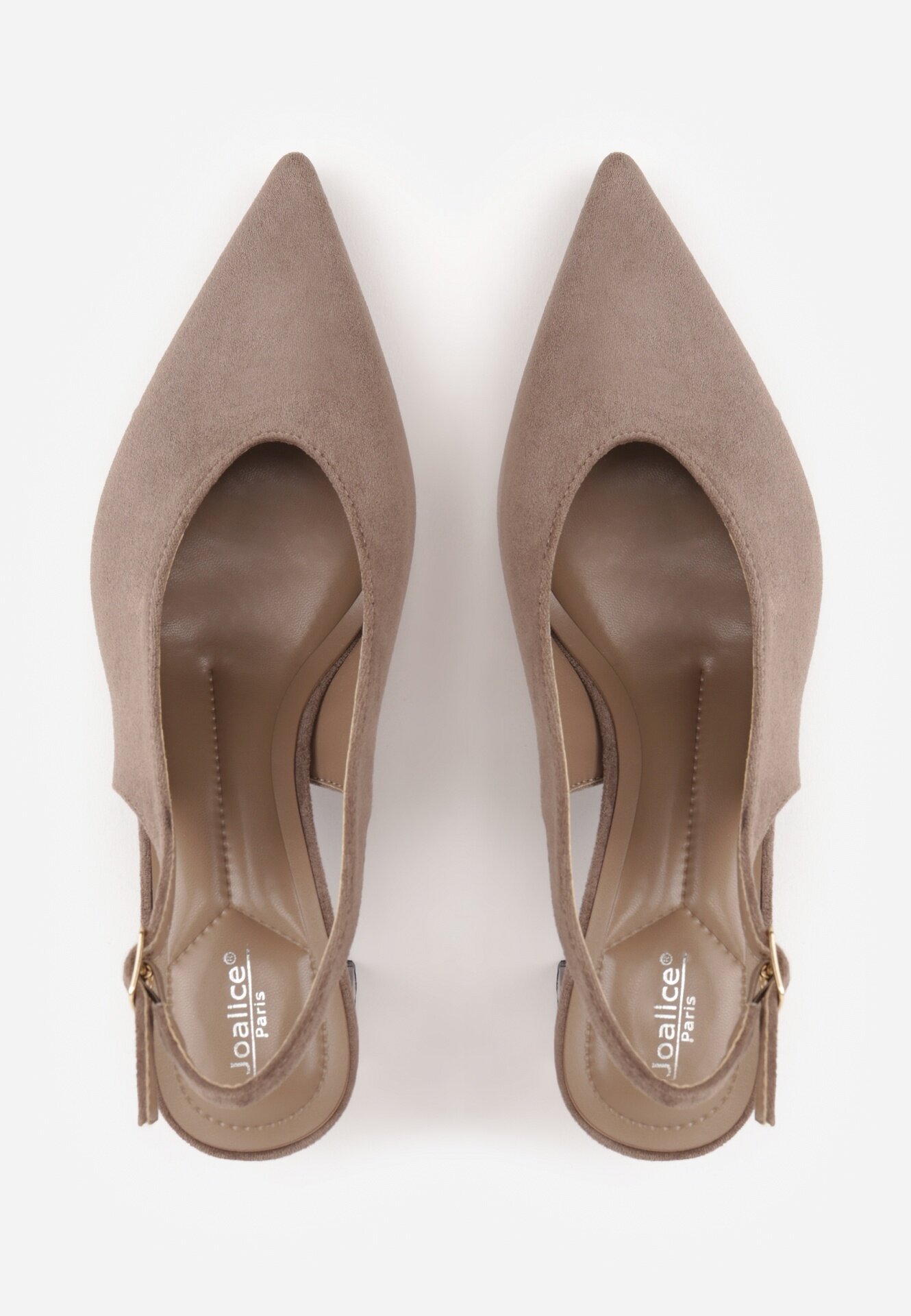 joalice paris Pantofi slingback cu textură de piele întoarsă cu toc gros Facena Bej închis Bej