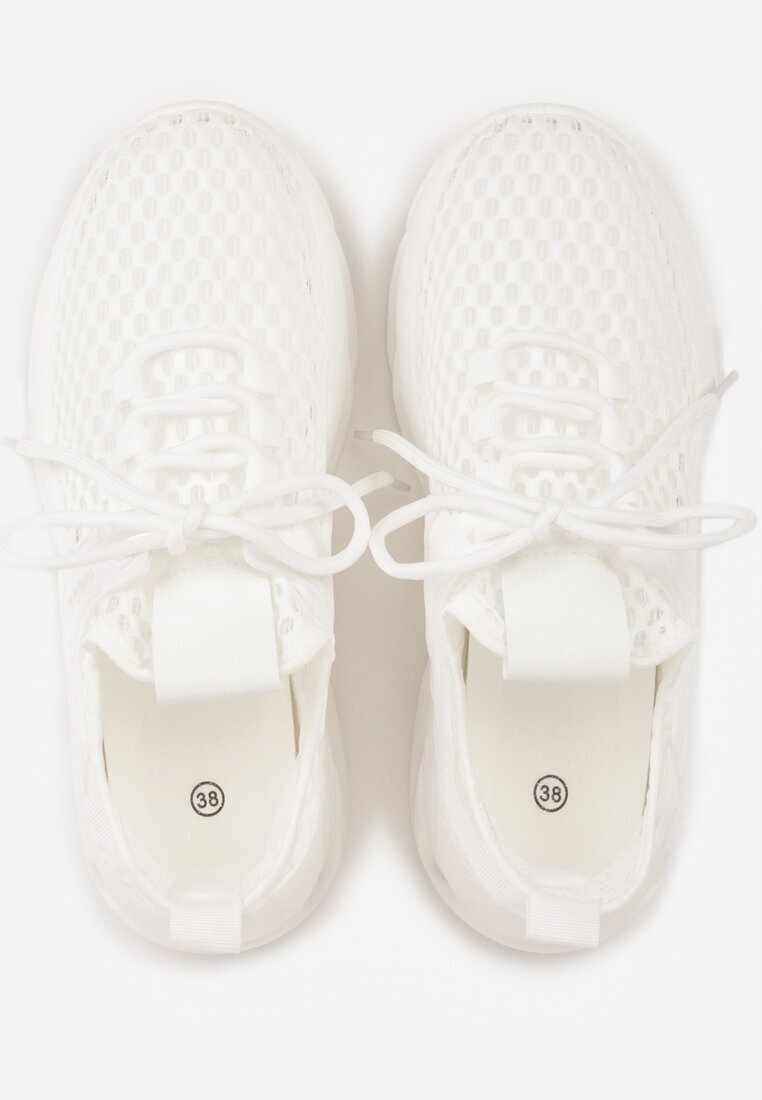 joalice paris Pantofi Sport Albi Sneakers pe Platformă decorată în relief Teliriella