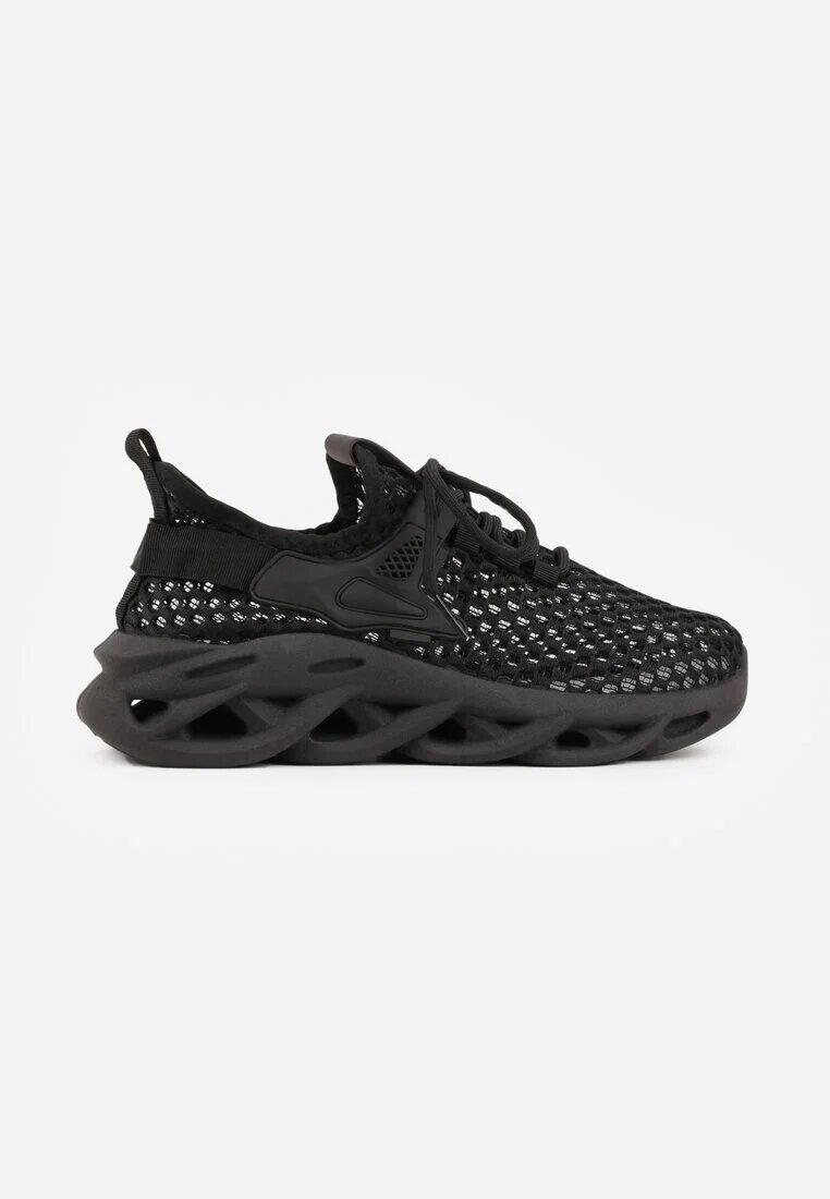 joalice paris Pantofi sport negri tip sneakers cu platformă decorată cu relief Teliriella