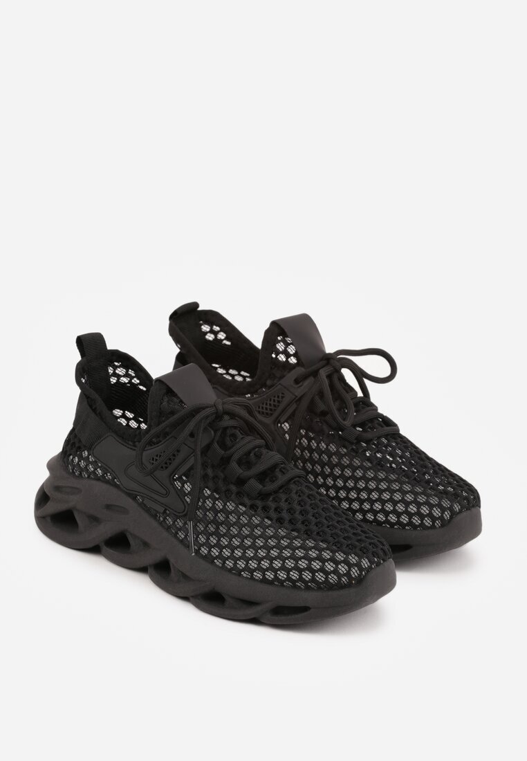 joalice paris Pantofi sport negri tip sneakers cu platformă decorată cu relief Teliriella